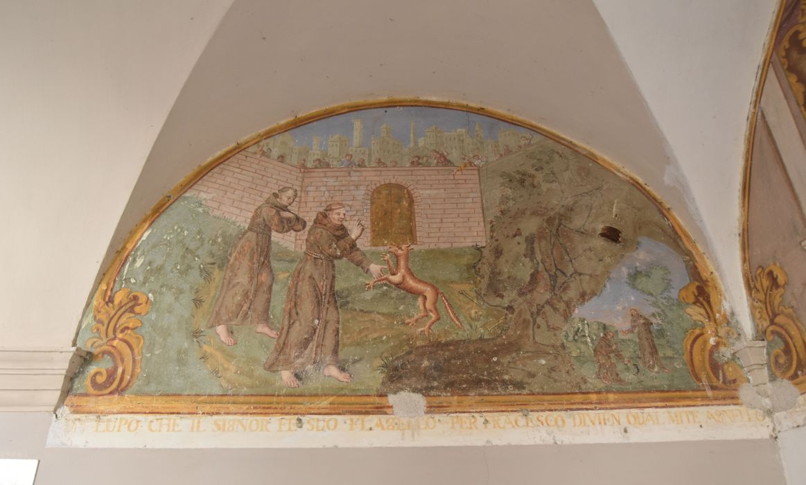 cloître, galerie est, peinture monumentale : Le loup de Gubbio