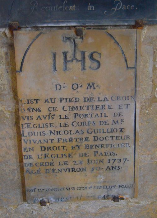 plaque funéraire de Louis Nicolas Guilliot