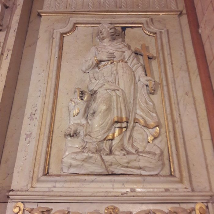 retable, haut-relief : sainte Marguerite