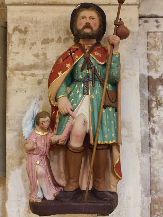 Statue : saint Roch en pélerin de saint Jacques