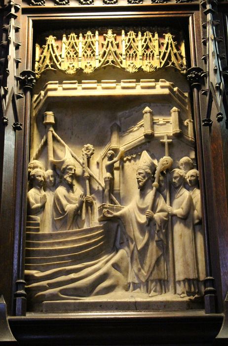 retable, détail d’un bas-relief : Scène de vie de saint Martial et de saint Seurin