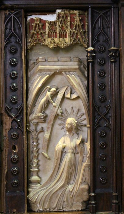 retable, détail d’un bas-relief : Annonciation (l’)