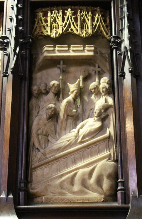 retable, détail d’un bas-relief : Scène de vie de saint Martial et de saint Seurin