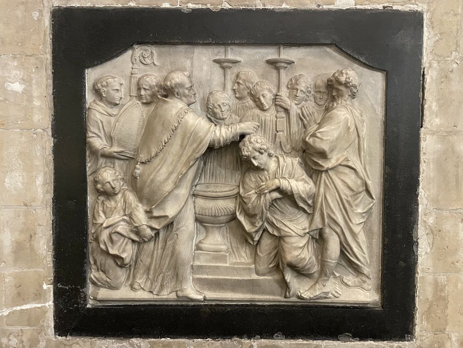 bas-relief : Baptême de saint Ambroise (le)