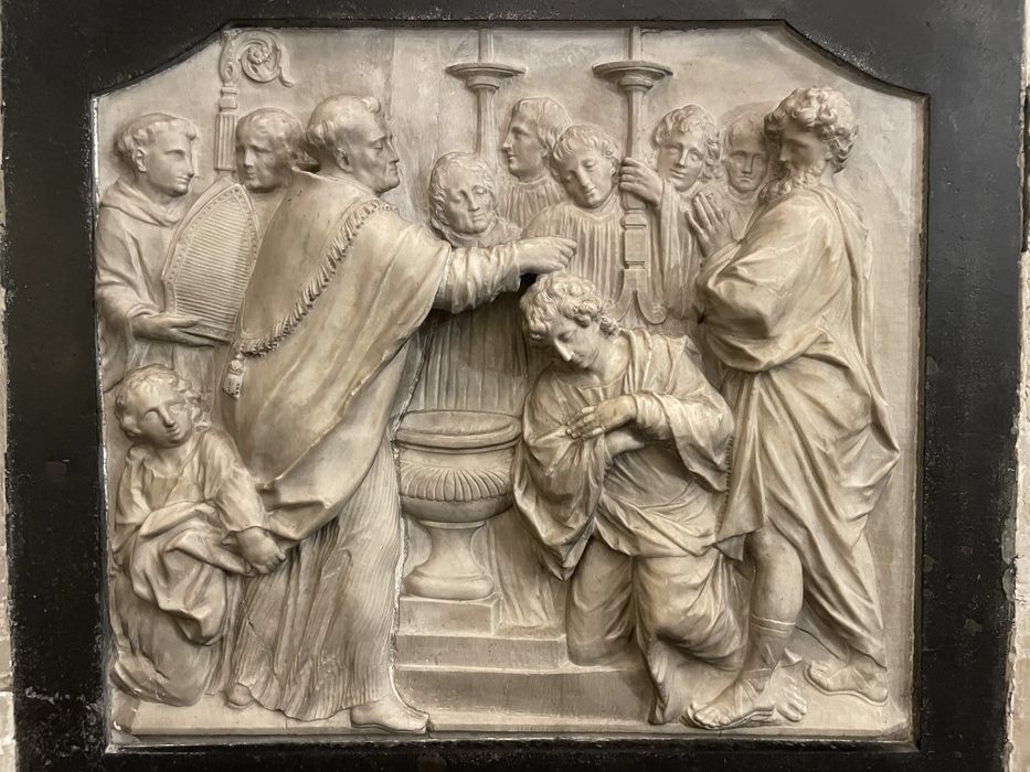 bas-relief : Baptême de saint Ambroise (le)