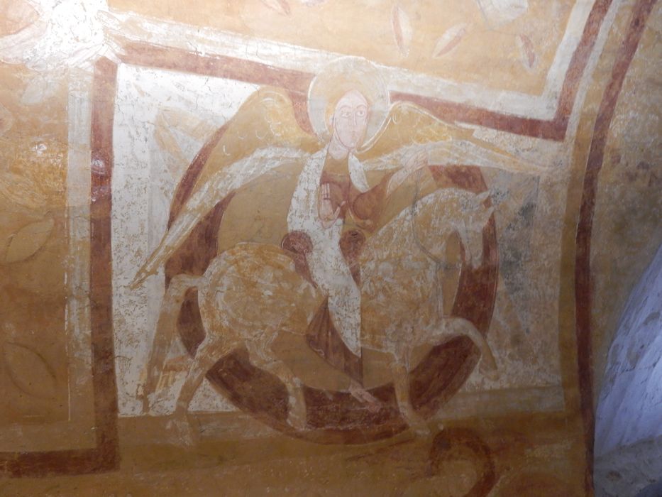 peinture monumentale : Le Christ et les évangélistes à cheval, vue partielle