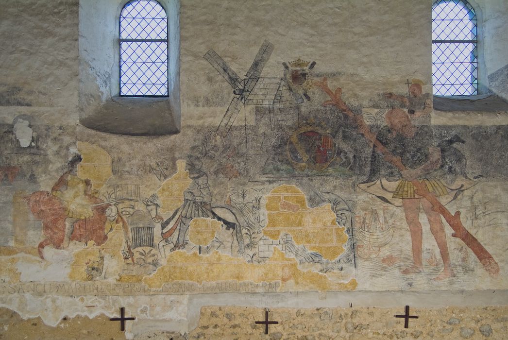 peinture monumentale, mur sud de la nef, vue partielle