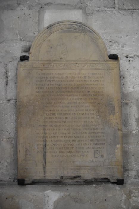 plaque funéraire de Nicolas du Pont et Jeanne Monnart, son épouse