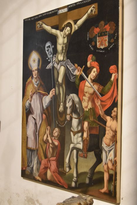 tableau : Christ en croix, saint Claude et la Charité de saint Martin