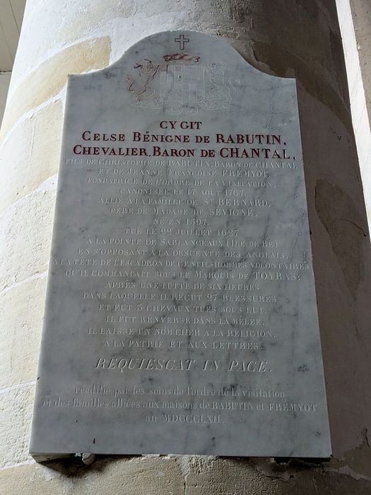 dalle funéraire (inscription funéraire) de Celse Bénigne de Rabutin, baron de Chantal