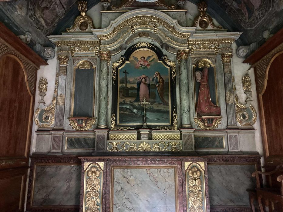 maître-autel, retable, statues, tableau : Sainte Noyale