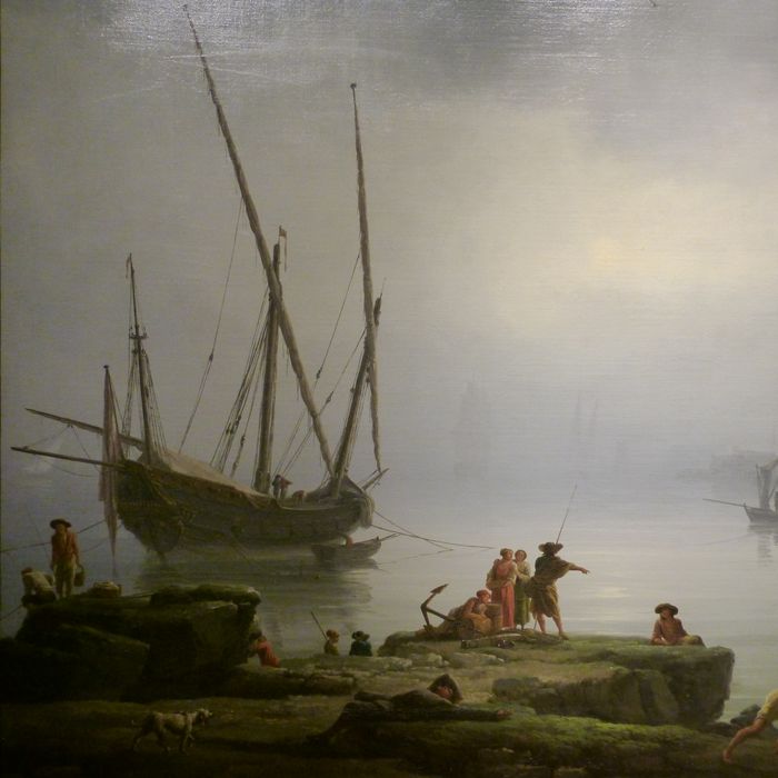 tableau : Le départ des pêcheurs au lever du jour, détail