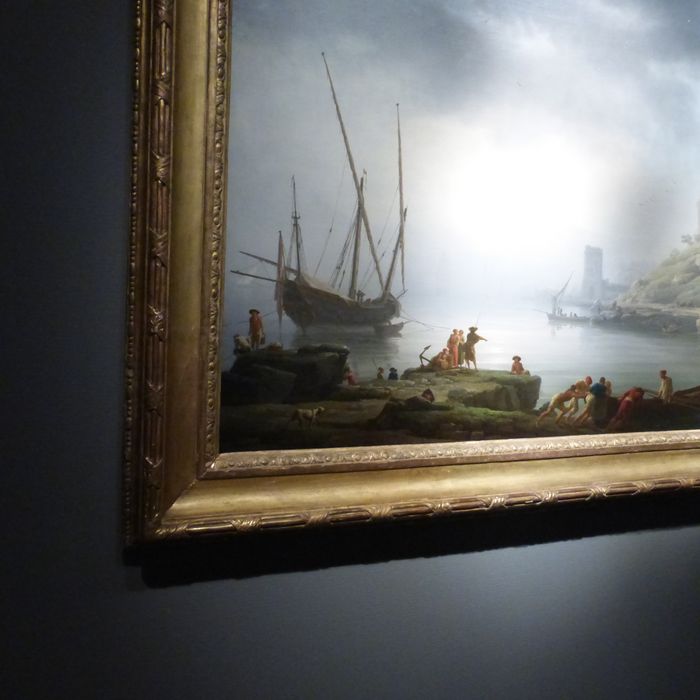 tableau : Le départ des pêcheurs au lever du jour, détail