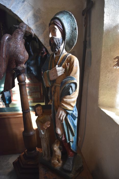 groupe sculpté : Saint Roch avec l'ange et le chien