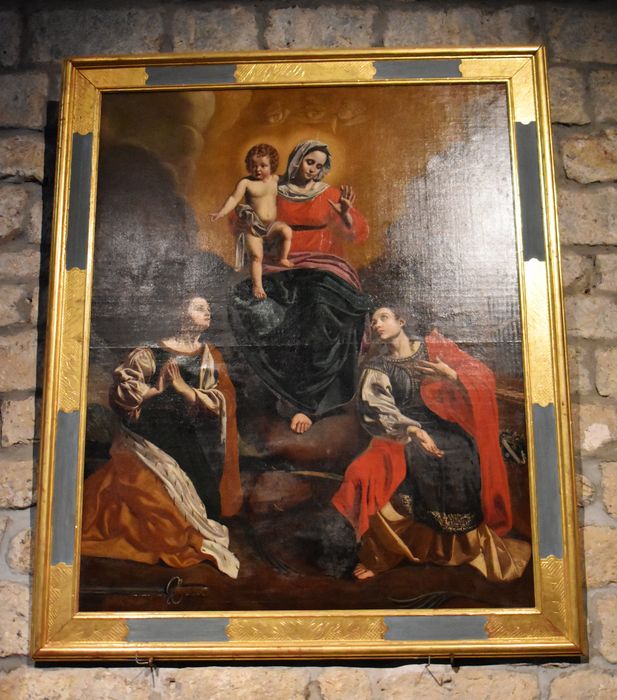 tableau : Vierge à l'Enfant, entre sainte Cécile et sainte Jeanne de Valois