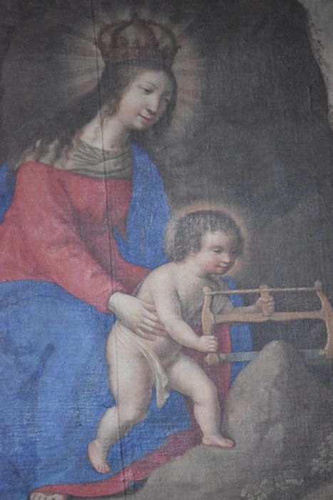 tableau : Vierge à l'Enfant saint Roch et saint Sébastien (la), vue partielle