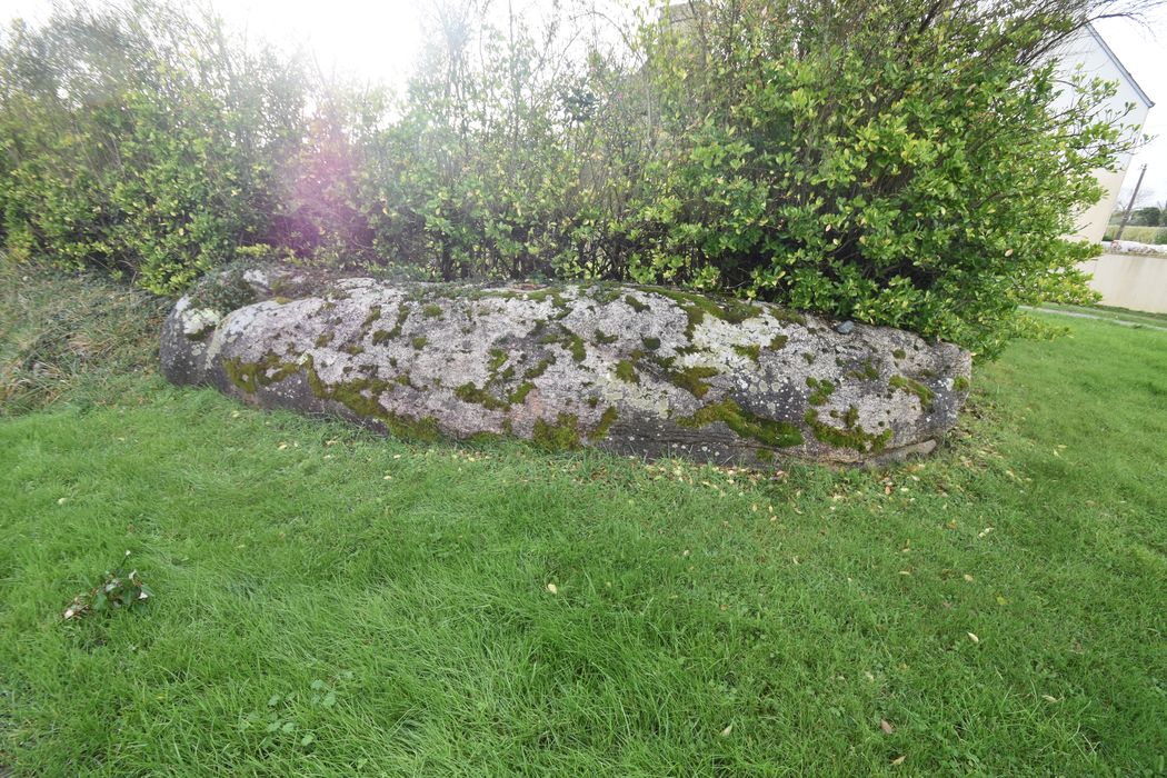 Vue générale du menhir depuis la rue du Menhir Couché