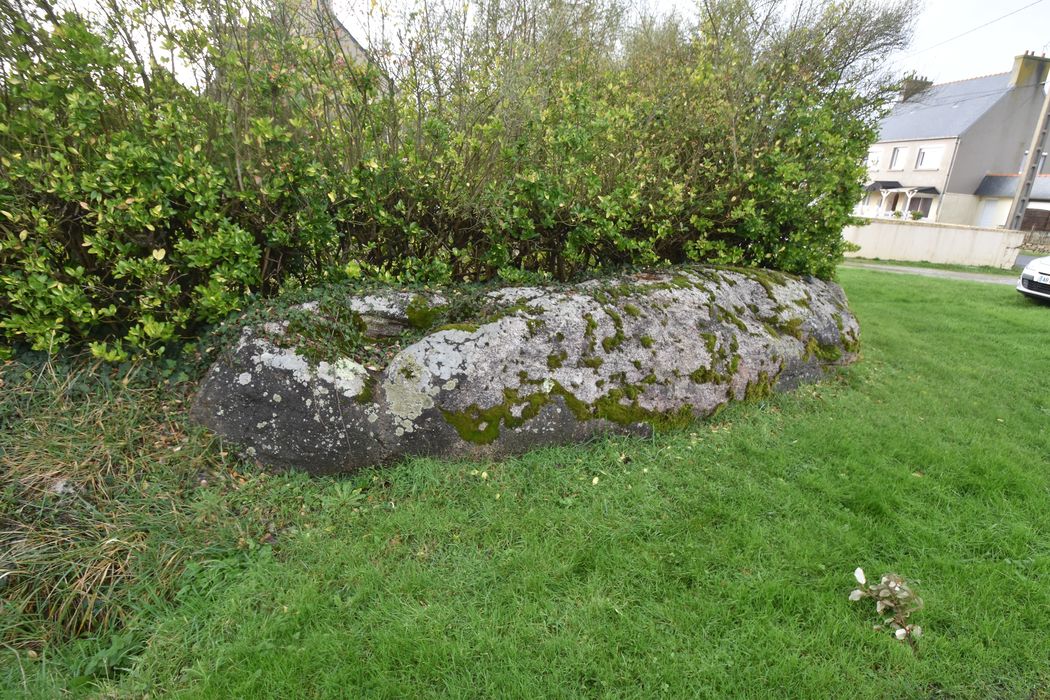 Vue générale du menhir depuis la rue du Menhir Couché