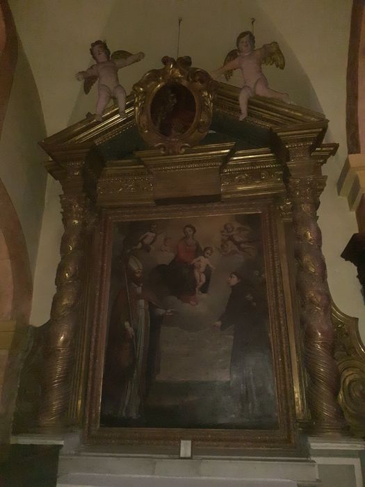 retable, tableaux d'autel : Saint Clair et Saint Antoine de Padoue aux pieds de la Vierge à l'Enfant et Le Père Éternel