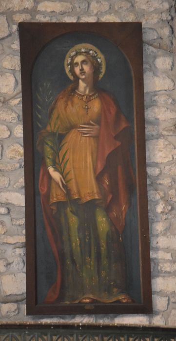 tableau (carton de vitrail) : Sainte Catherine et sa palme