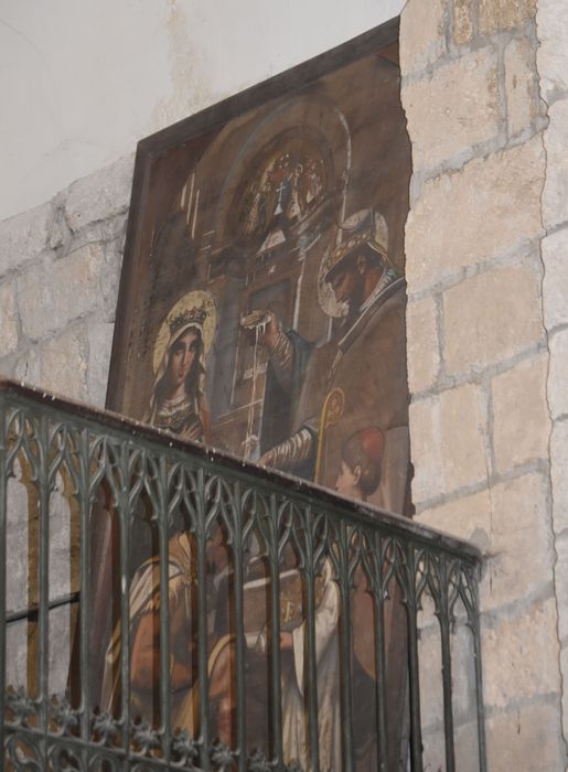 tableau (carton de vitrail) : Scène de baptême, vue partielle