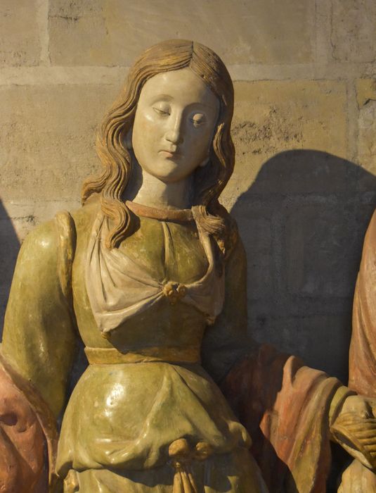 groupe sculpté : Mise au tombeau (la), vue partielle