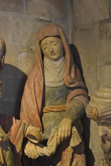 groupe sculpté : Mise au tombeau (la), vue partielle