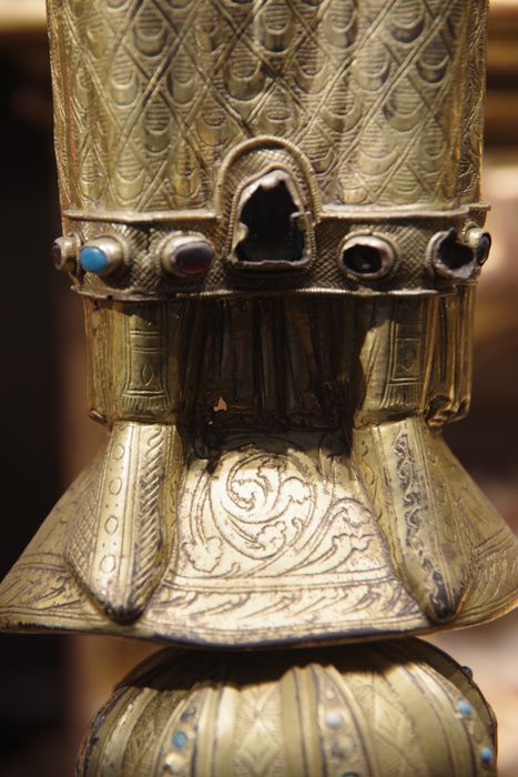 statue-reliquaire de la Vraie Croix : diacre dit saint Étienne de Muret, détail