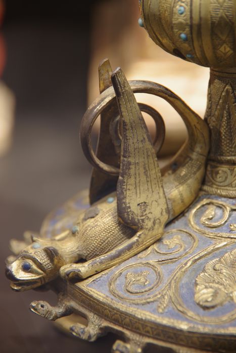 statue-reliquaire de la Vraie Croix : diacre dit saint Étienne de Muret, détail