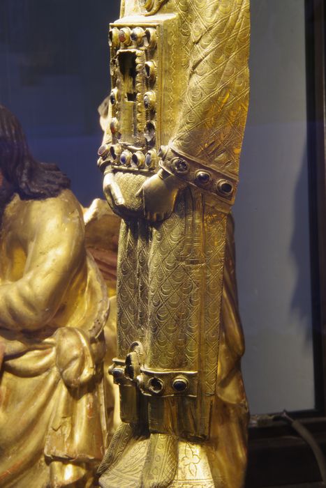 statue-reliquaire de la Vraie Croix : diacre dit saint Étienne de Muret, détail