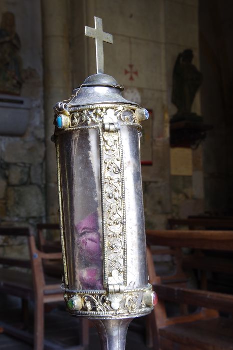 reliquaire-monstrance (reliquaire pédiculé à monstrance cylindrique verticale) de saint Amand et saint Junien, détail