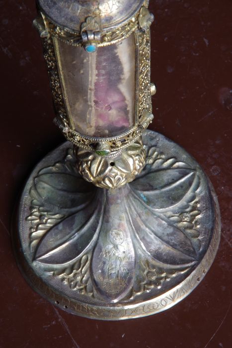 reliquaire-monstrance (reliquaire pédiculé à monstrance cylindrique verticale) de saint Amand et saint Junien, détail