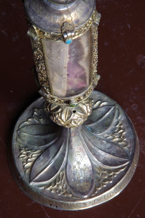 reliquaire-monstrance (reliquaire pédiculé à monstrance cylindrique verticale) de saint Amand et saint Junien, détail