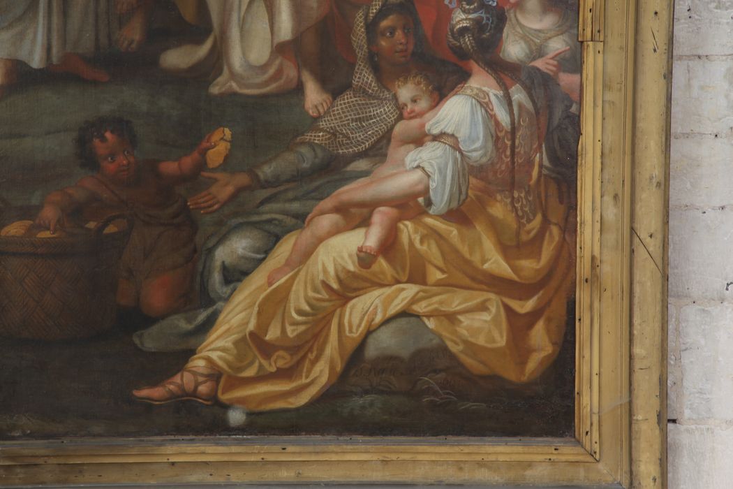 tableau : Multiplication des pains (la), détail de la signature et de la date