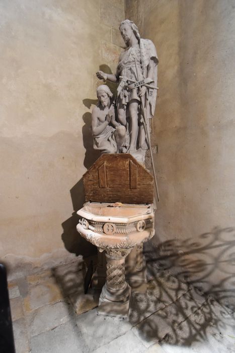 fonts baptismaux, groupe sculpté : Baptême du Christ