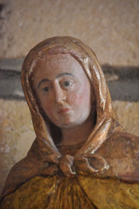 groupe sculpté : Éducation de la Vierge, détail