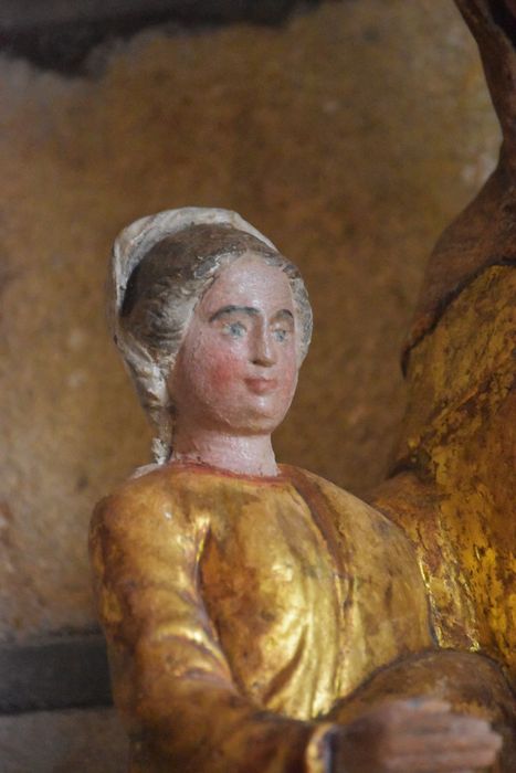 groupe sculpté : Éducation de la Vierge, détail