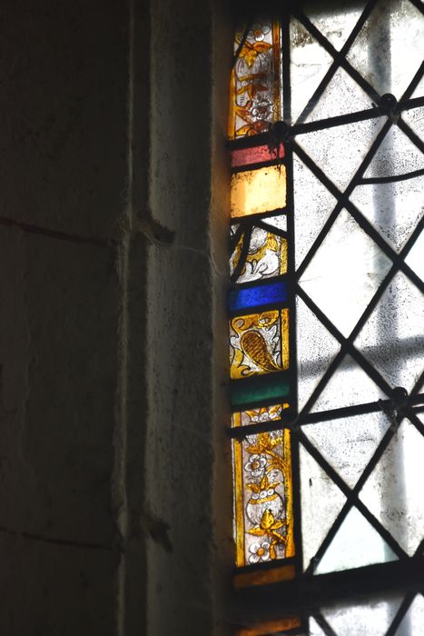 verrière : grisaille, bordure végétale, détail
