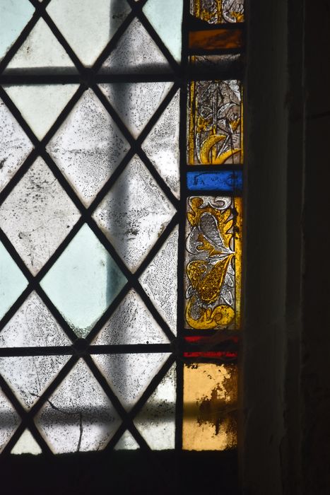 verrière : grisaille, bordure végétale, détail