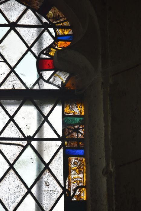 verrière : grisaille, bordure végétale, détail