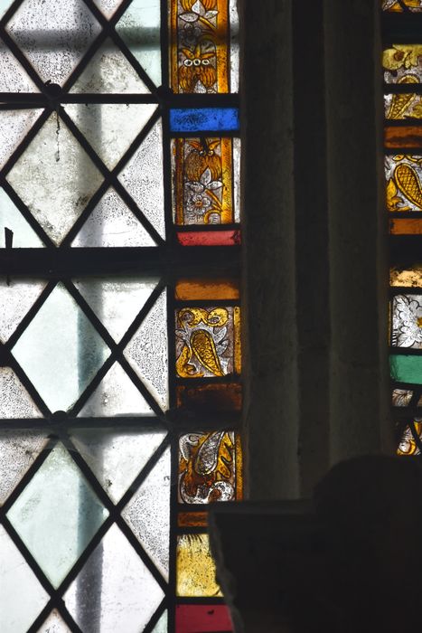 verrière : grisaille, bordure végétale, détail