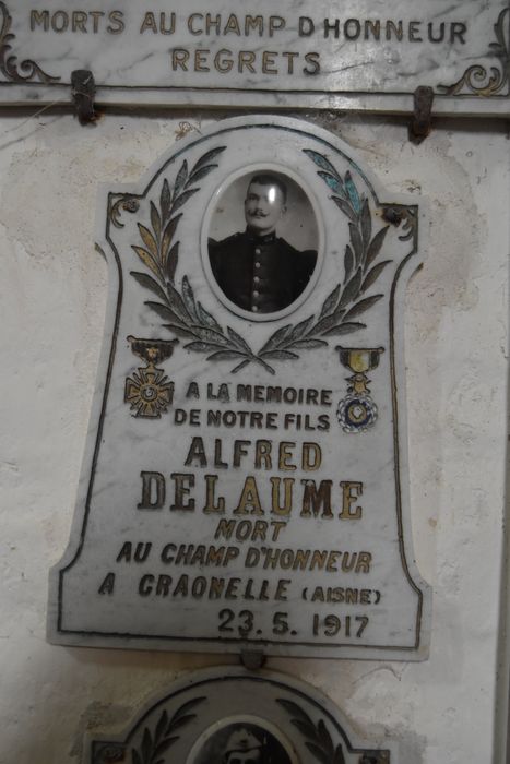 plaque commémorative d’Alfred Delaumet, soldat morts pour la France