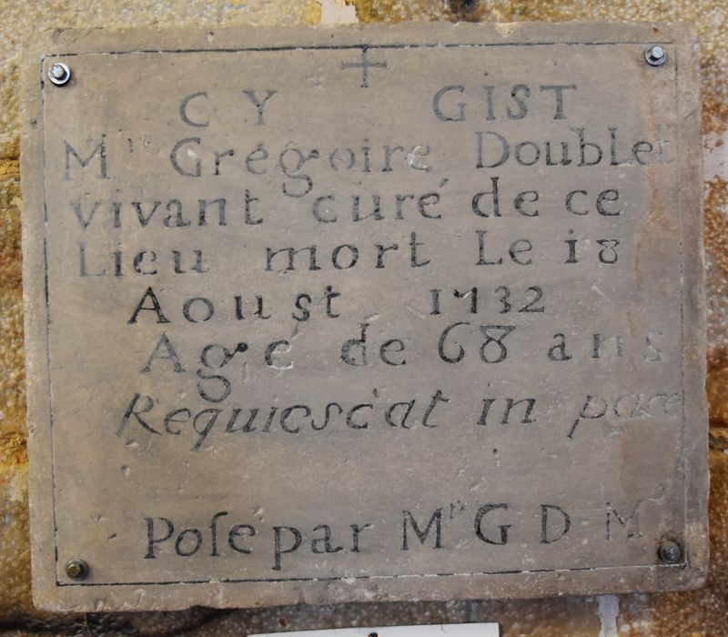 plaque funéraire de Grégoire Double, curé