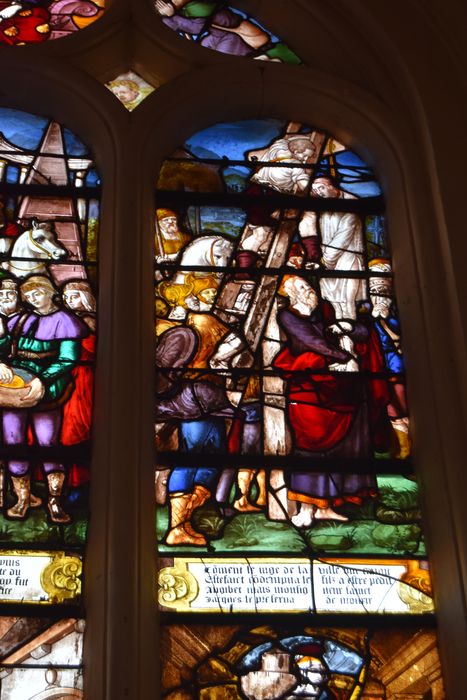 verrière n°3 du déambulatoire : Saint-Jacques ou du miracle du coq, détail