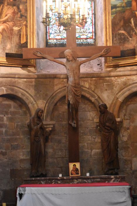 statues (Calvaire) : Christ en croix, saint Jean, Vierge