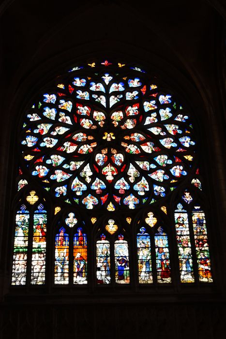 verrière et rose du transept nord : Concert Céleste