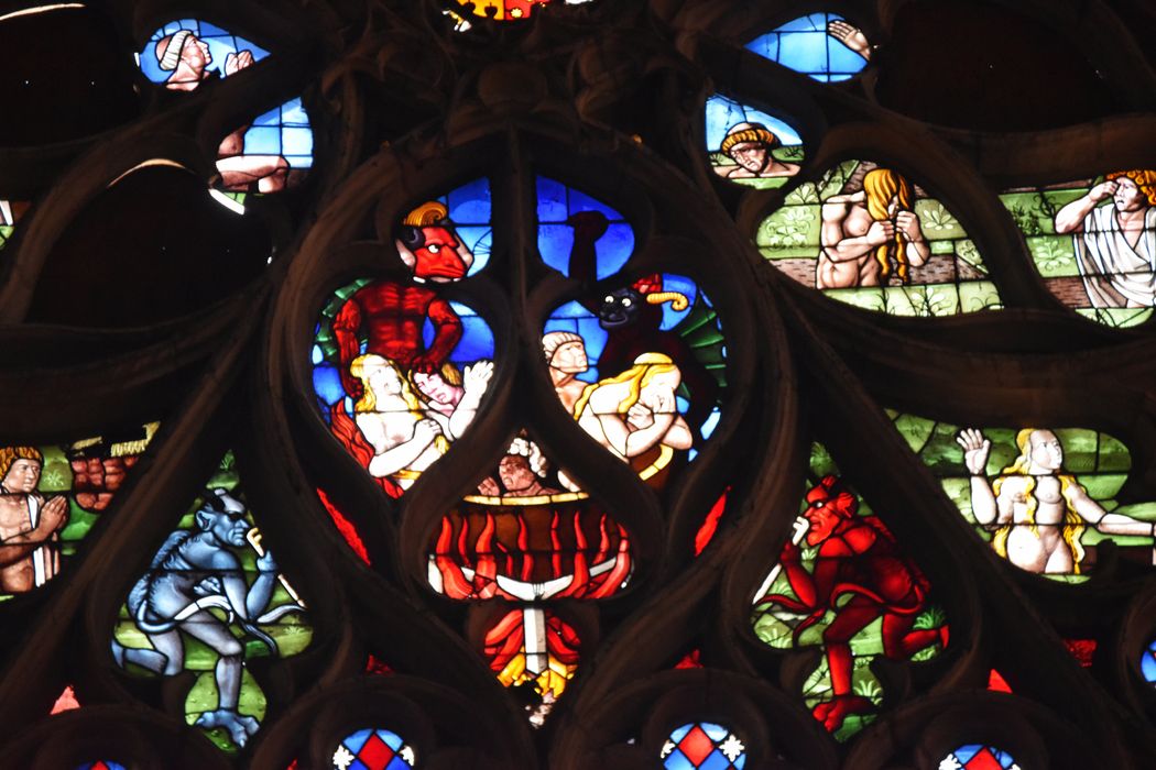 verrière et rose du transept sud : Jugement dernier, détail