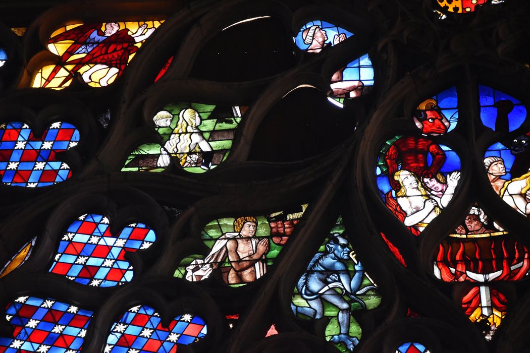 verrière et rose du transept sud : Jugement dernier, détail