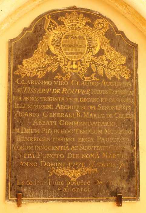 plaque funéraire de Claude Auguste Tissart de Rouvre
