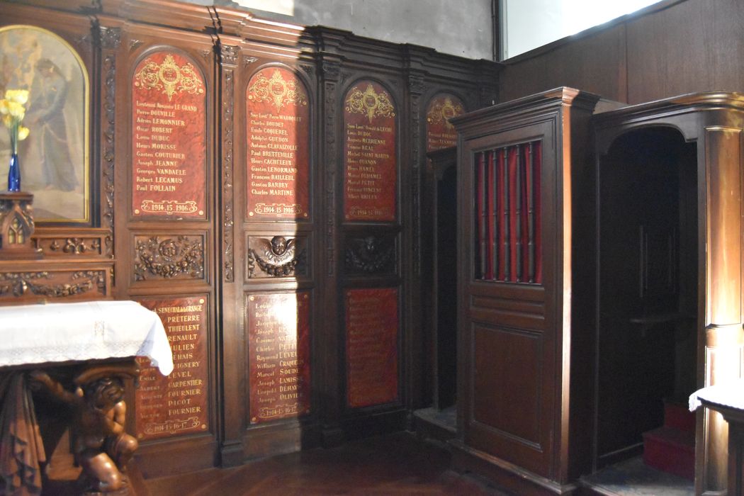 lambris de revêtement de la chapelle des Trépassés, vue partielle
